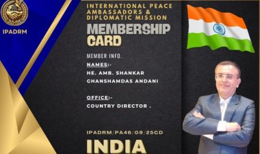 CA (Dr.) Shankar Andani Appointed as International Peace Ambassador and Country Director for India by International Peace Ambassadors and Diplomatic Mission of America