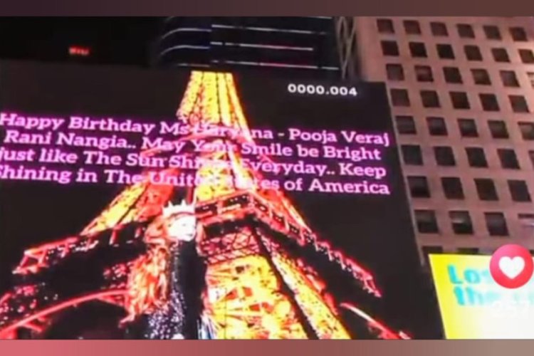 Ms Haryana Pooja Nangia Graces Times Square, New York with Timeless Elegance and Sunshine